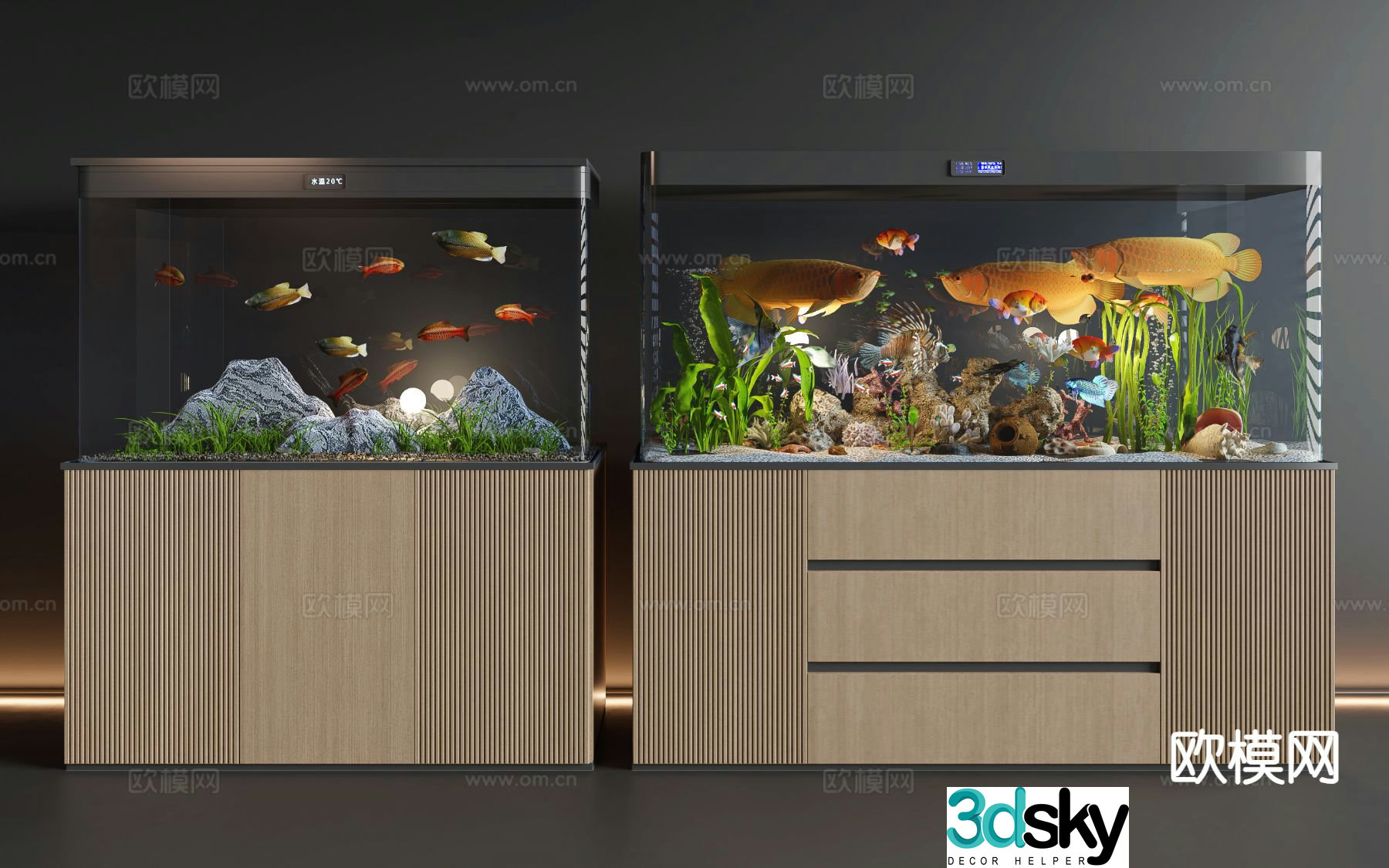 Modern fish tank aquarium 3d model