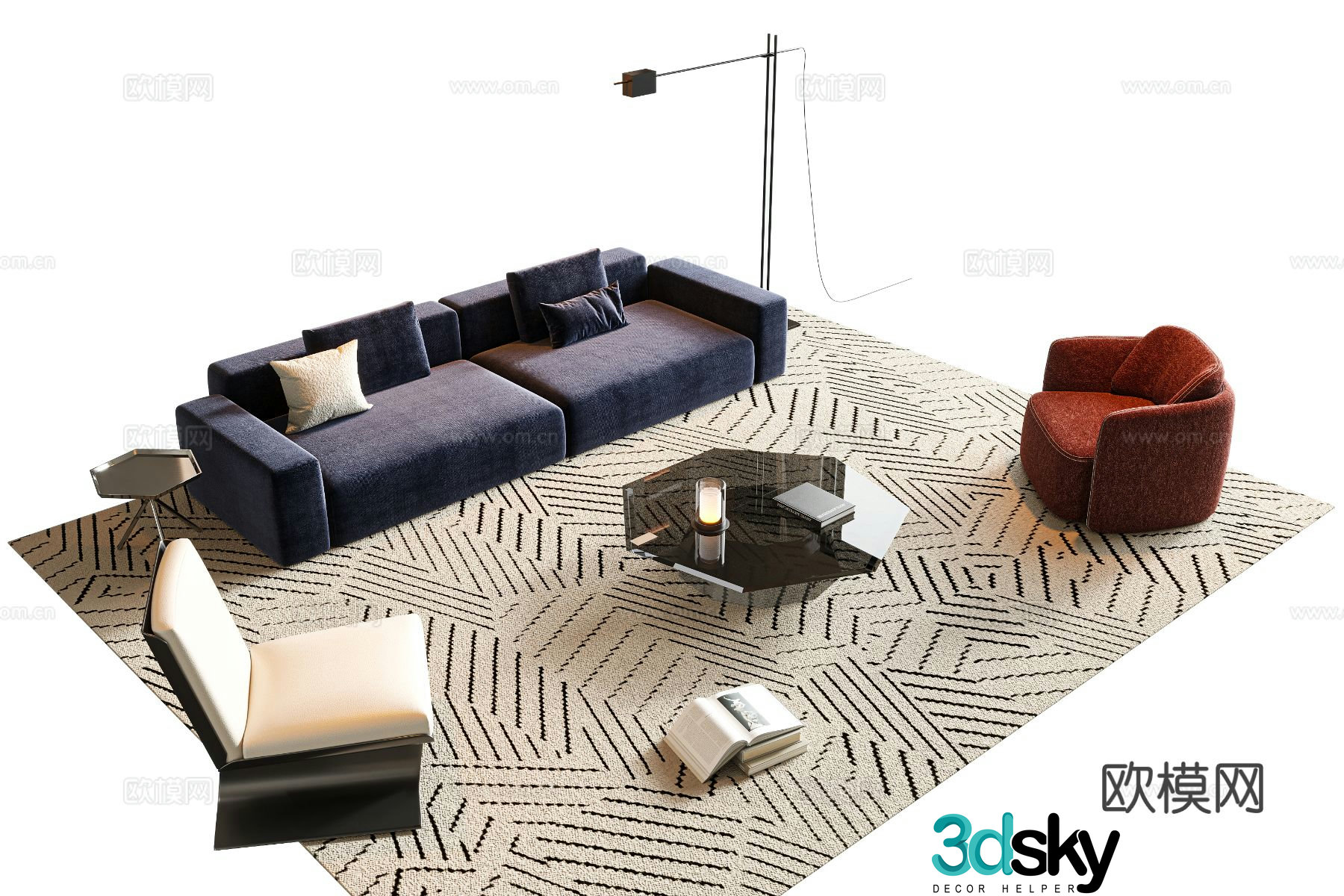 Modern sectional sofa 3d model