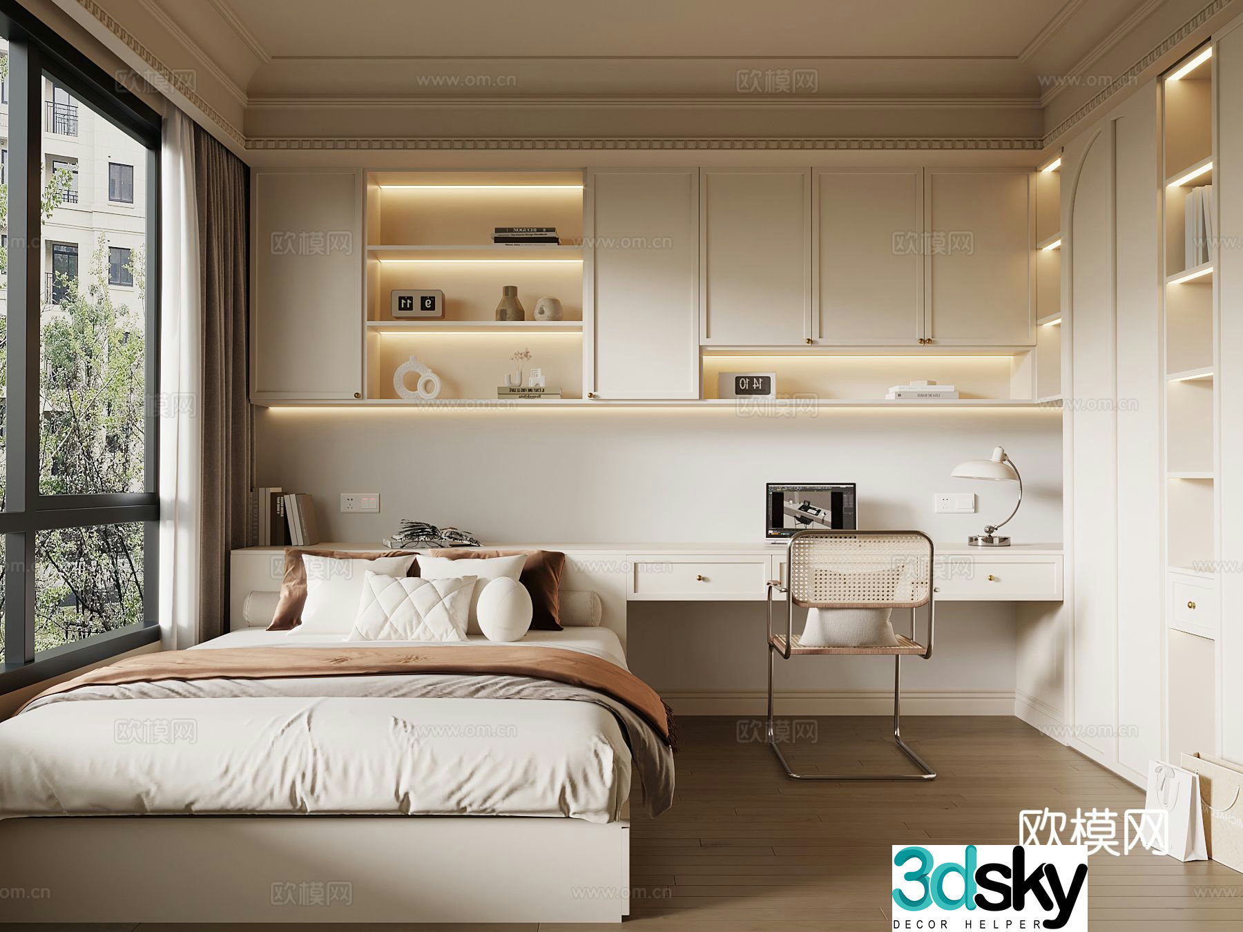 Cream style tatami bedroom 3d model