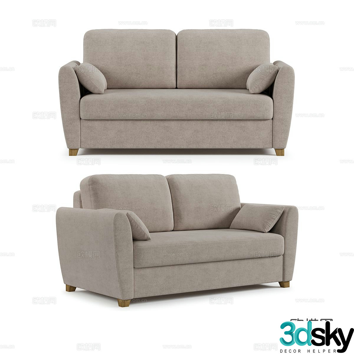 Double sofa upholstered sofa 3d model