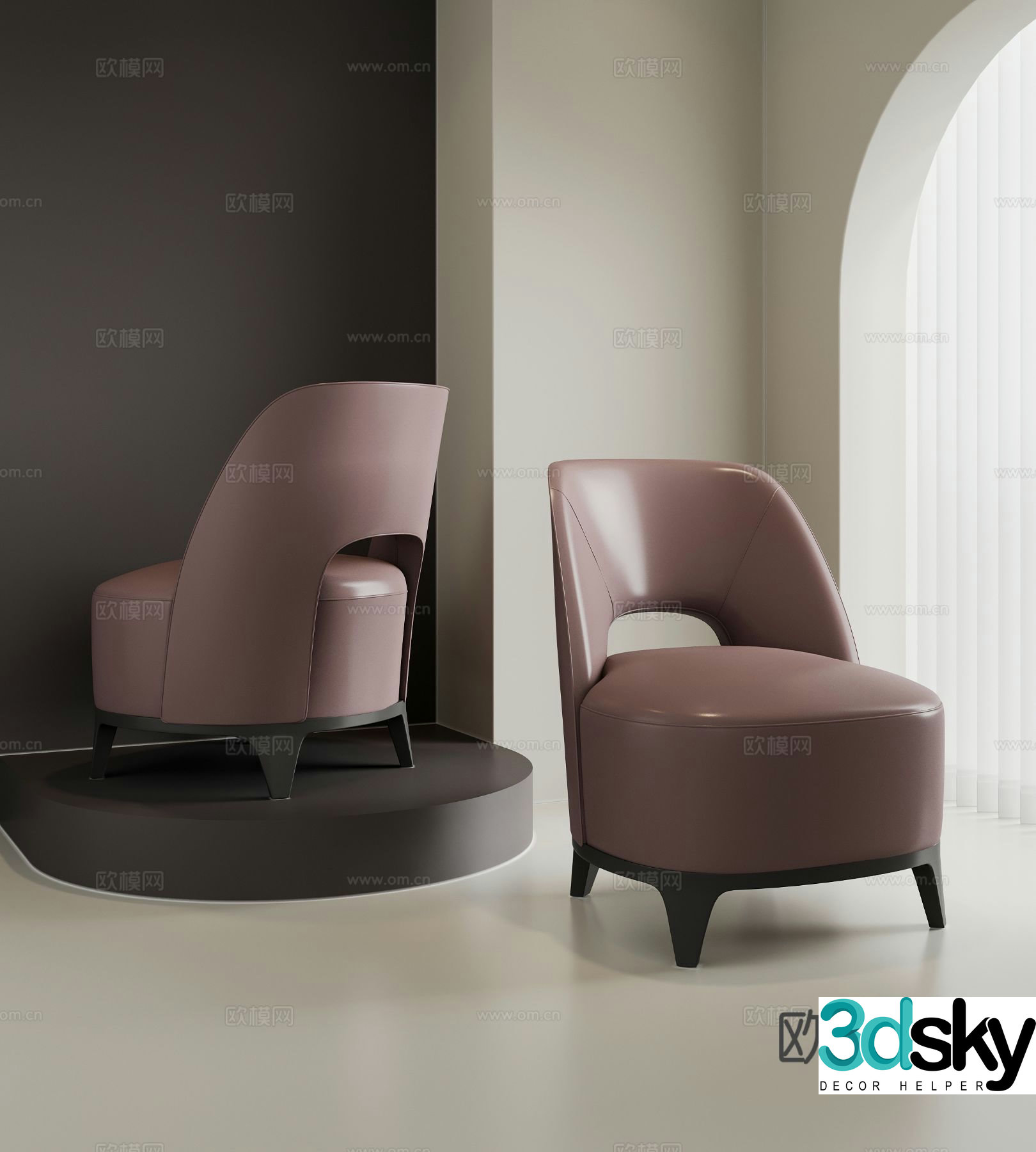 Leather sofa chair leisure chair 3d model