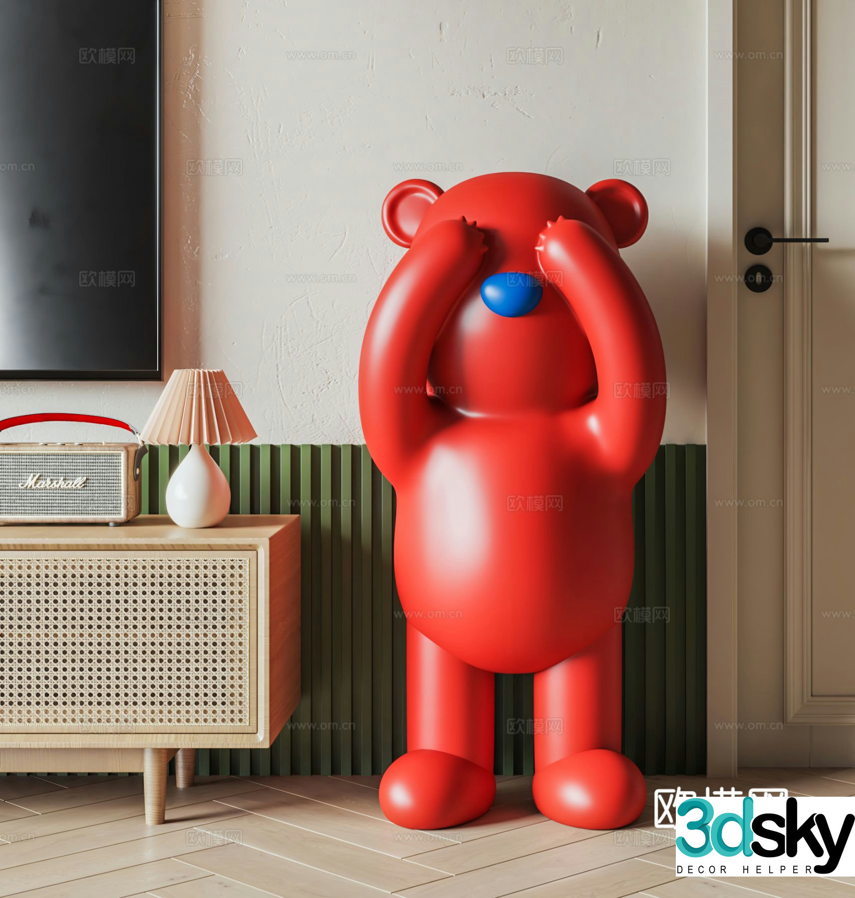 Little Bear Trendy Toy Sculpture Doll Cartoon Ornament 3D Model