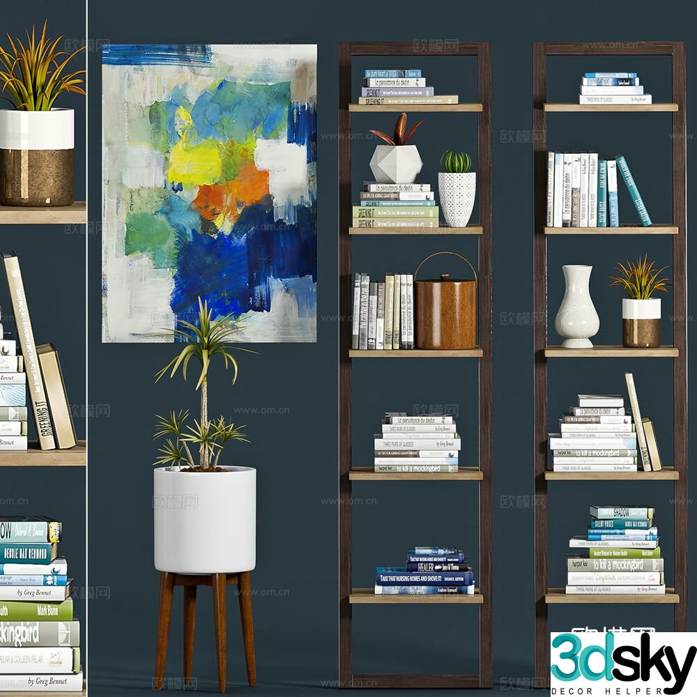 Nordic bookshelf display rack display rack 3d model