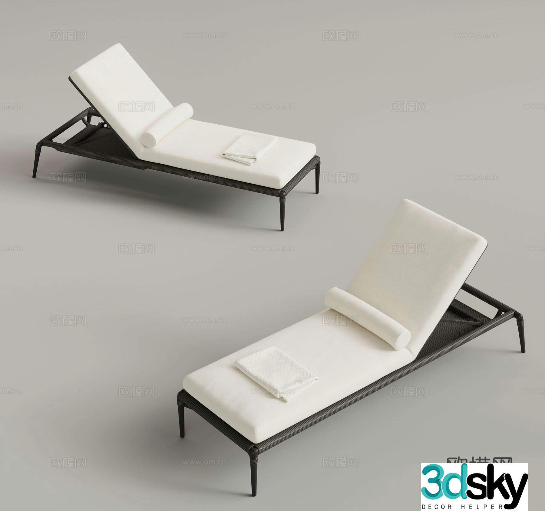Folding deck chair outdoor deck chair 3d model