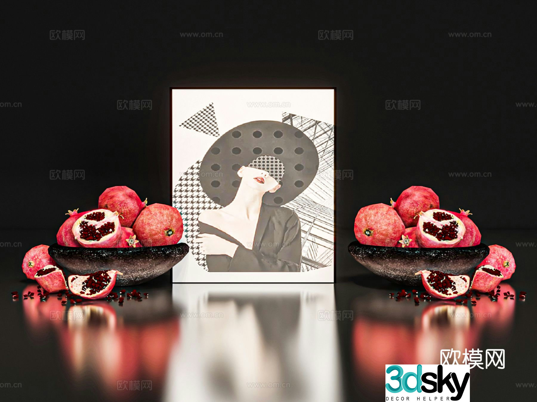 Modern jewelry ornaments decorative paintings fruit plate 3D model