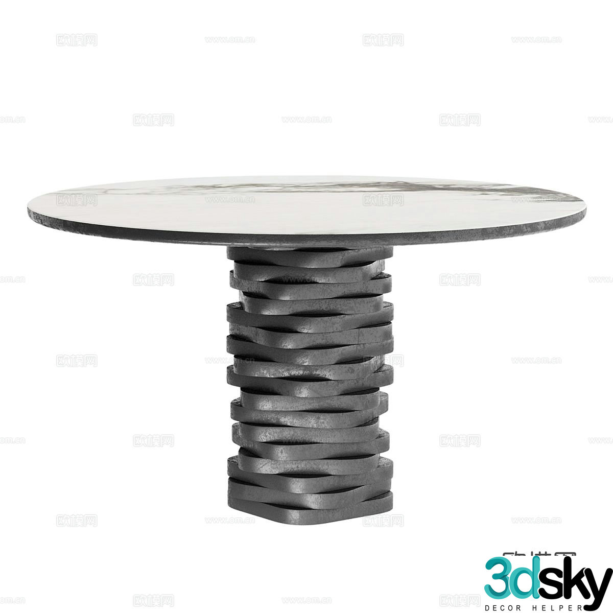 Modern dining table round table 3d model