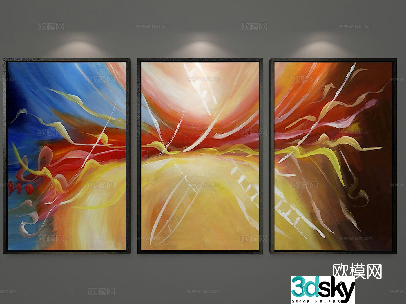 Modern art painting texture painting decorative painting 3d model