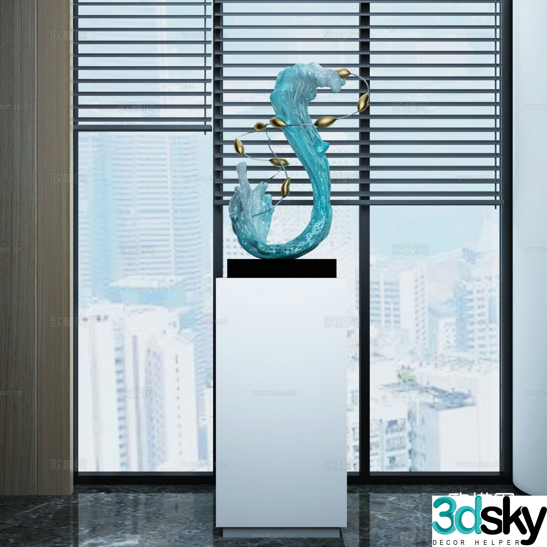 Wave sculpture art ornament 3d model