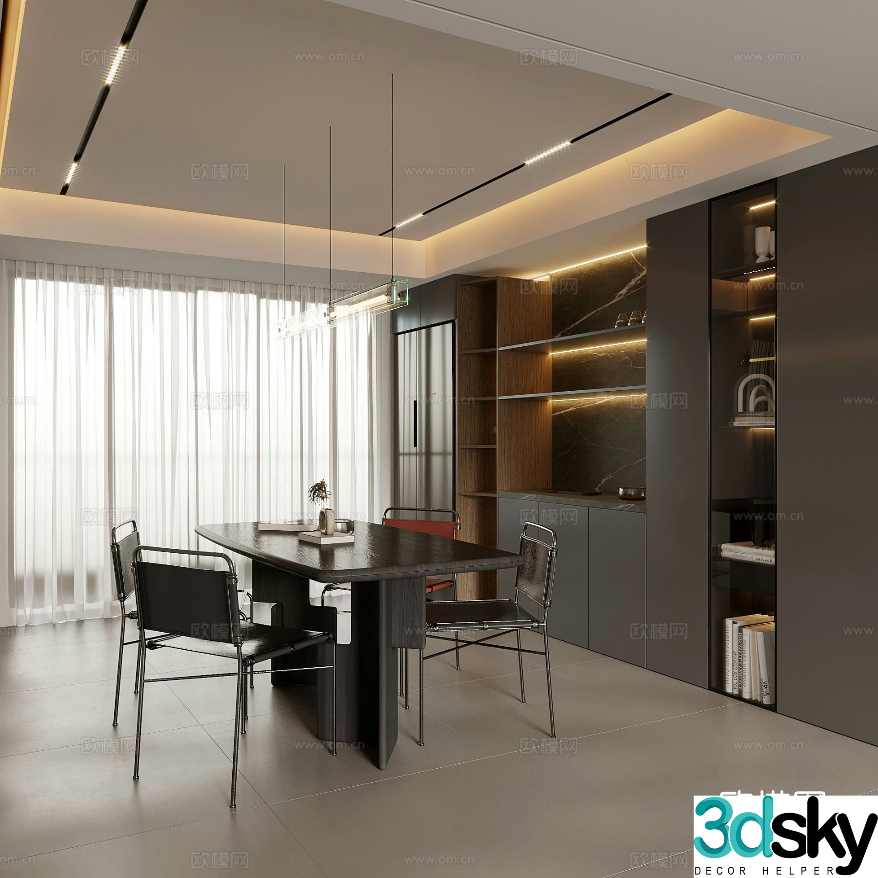 Italian minimalist restaurant 3D model