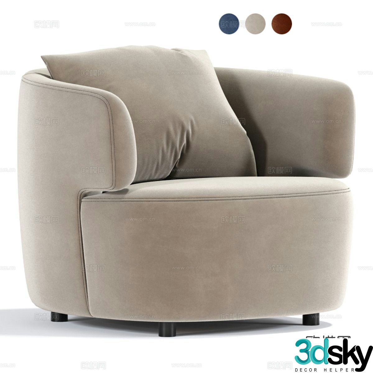 Single sofa armrest sofa 3d model