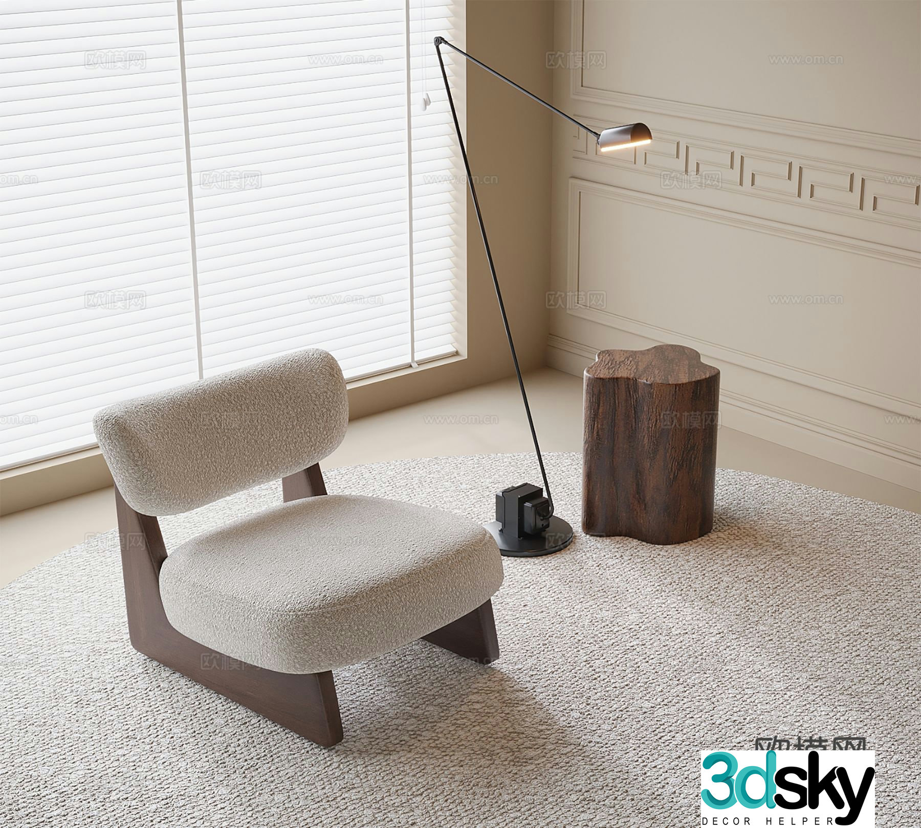 Wabi-sabi chair leisure chair 3d model