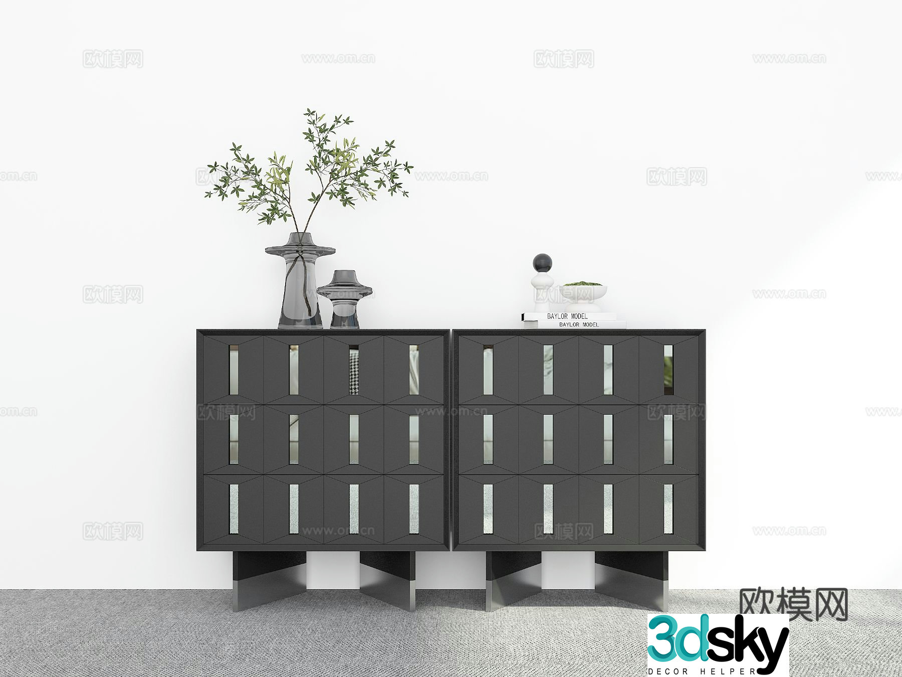Modern entryway cabinet side cabinet 3d model