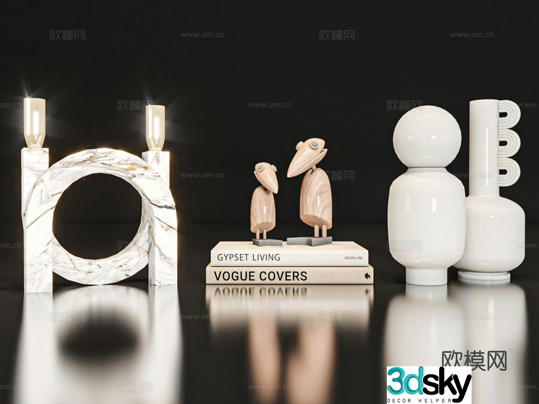 Modern jewelry ornaments sculpture table lamp 3d model
