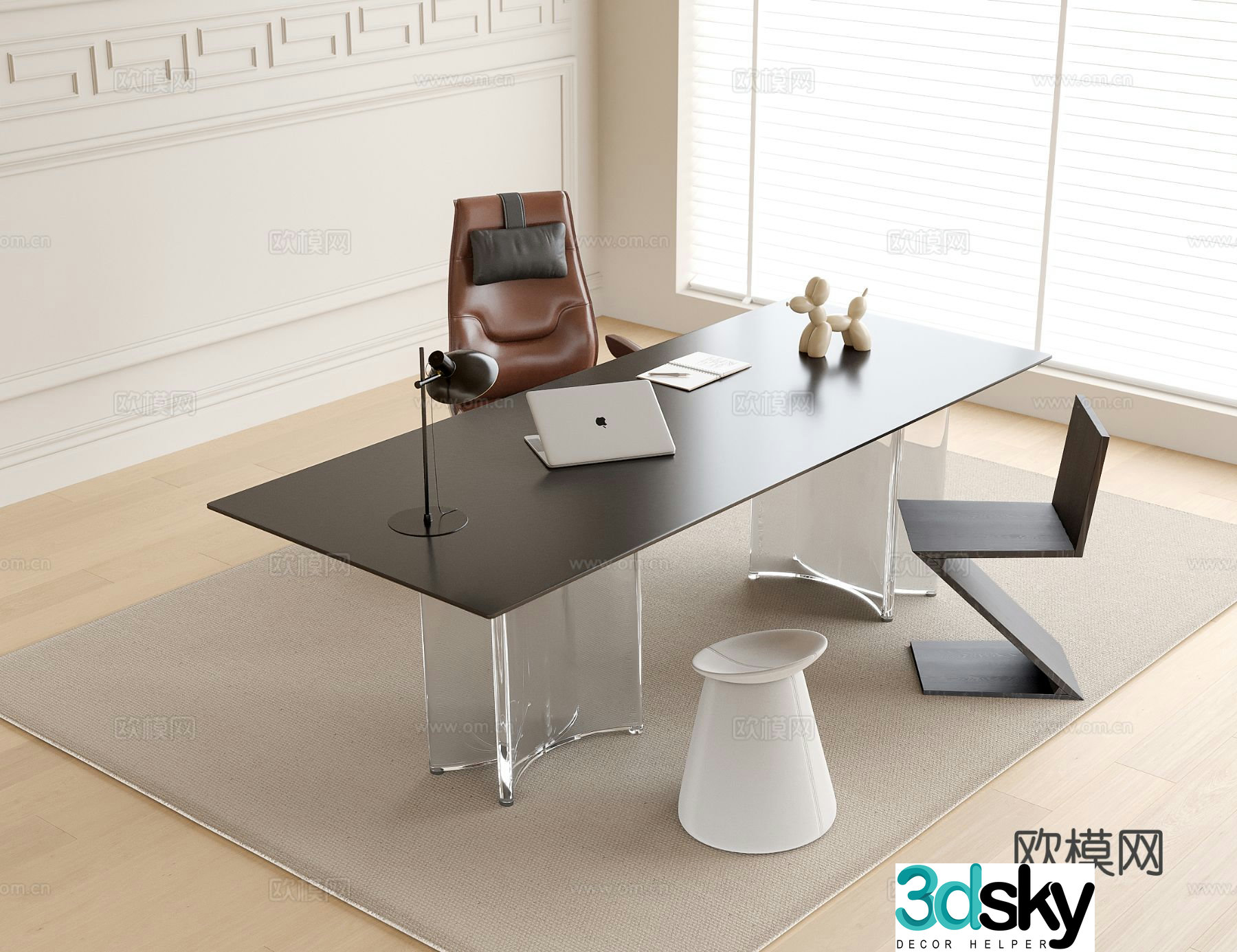 modern desk writing desk 3d model
