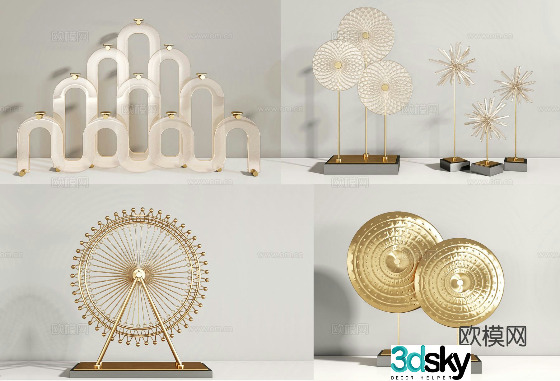 Modern jewelry ornaments metal ornaments Ferris wheel ornaments 3D model