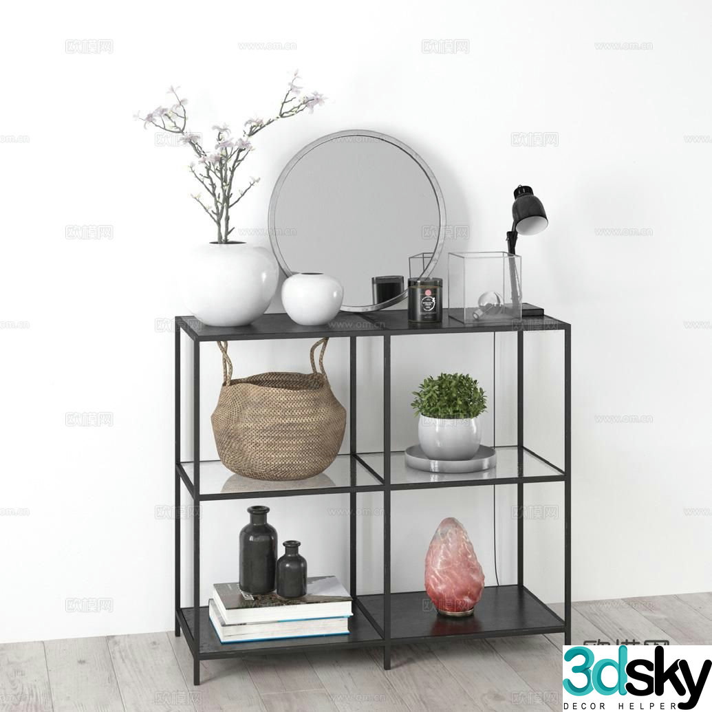 Modern storage rack side cabinet low cabinet 3d model
