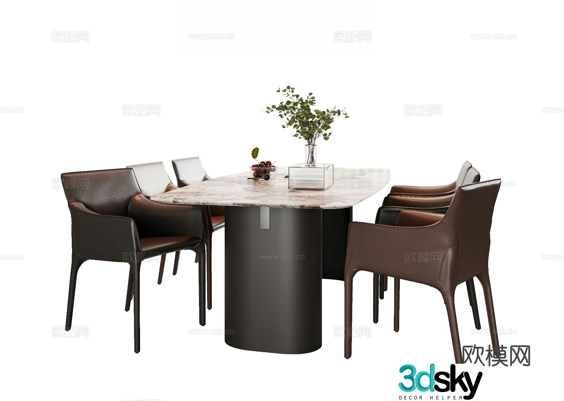 Italian dining table and chairs 3d model