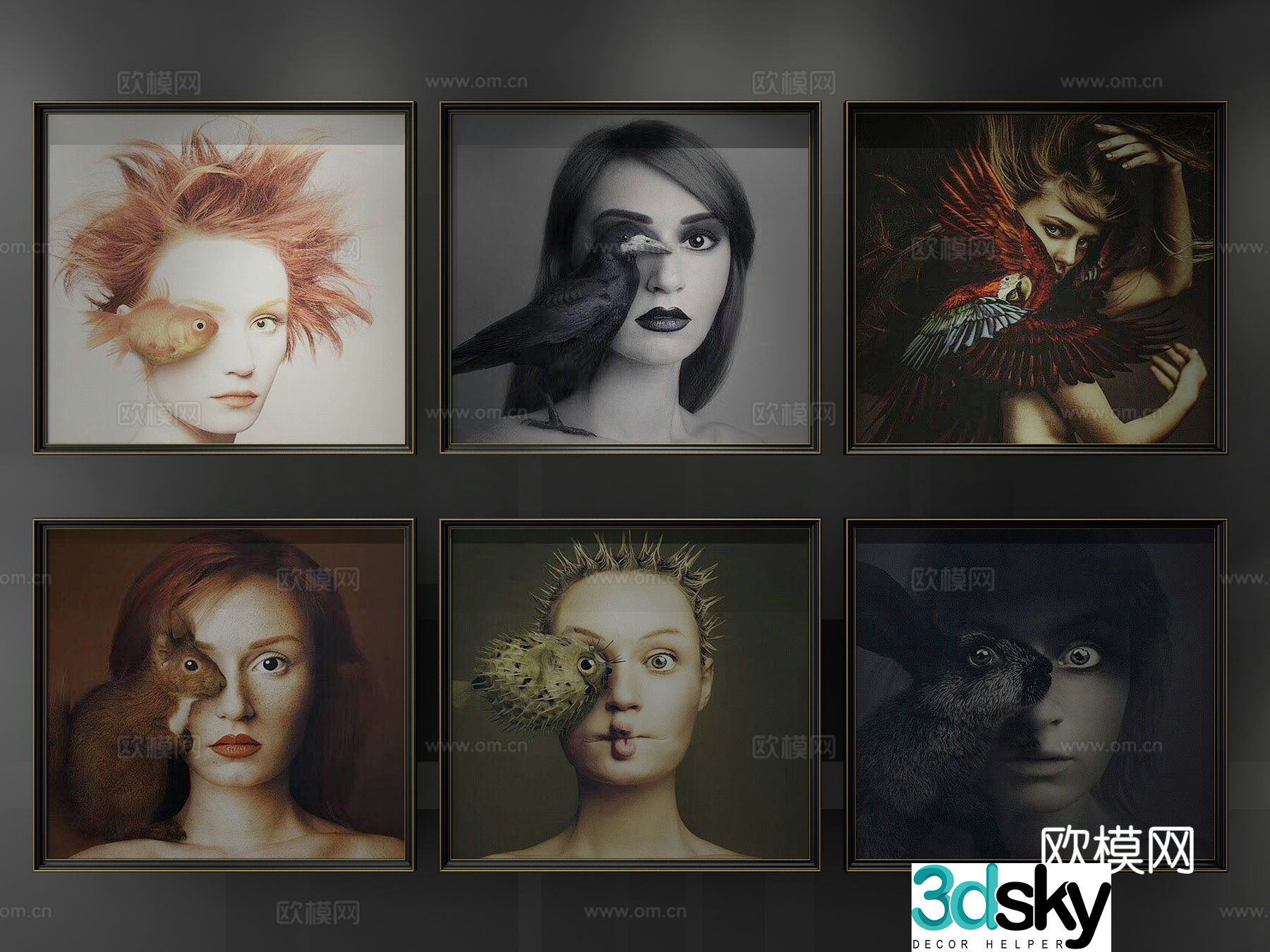 Modern character decorative painting 3d model
