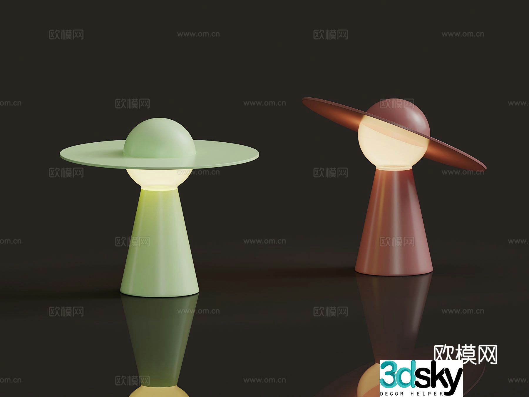 Planet desk lamp humanoid desk lamp 3d model