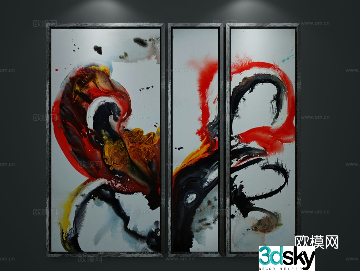 New Chinese style decorative hanging painting national trend hanging painting 3D model