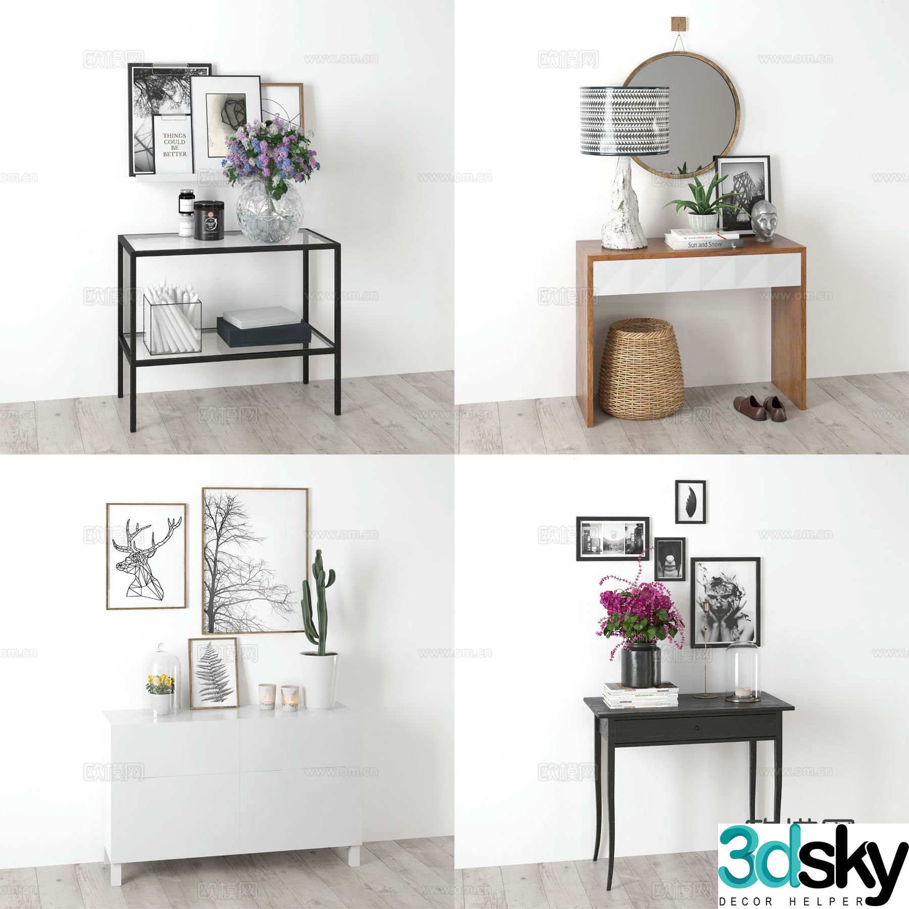 Nordic side cabinet end view cabinet entrance cabinet 3D model