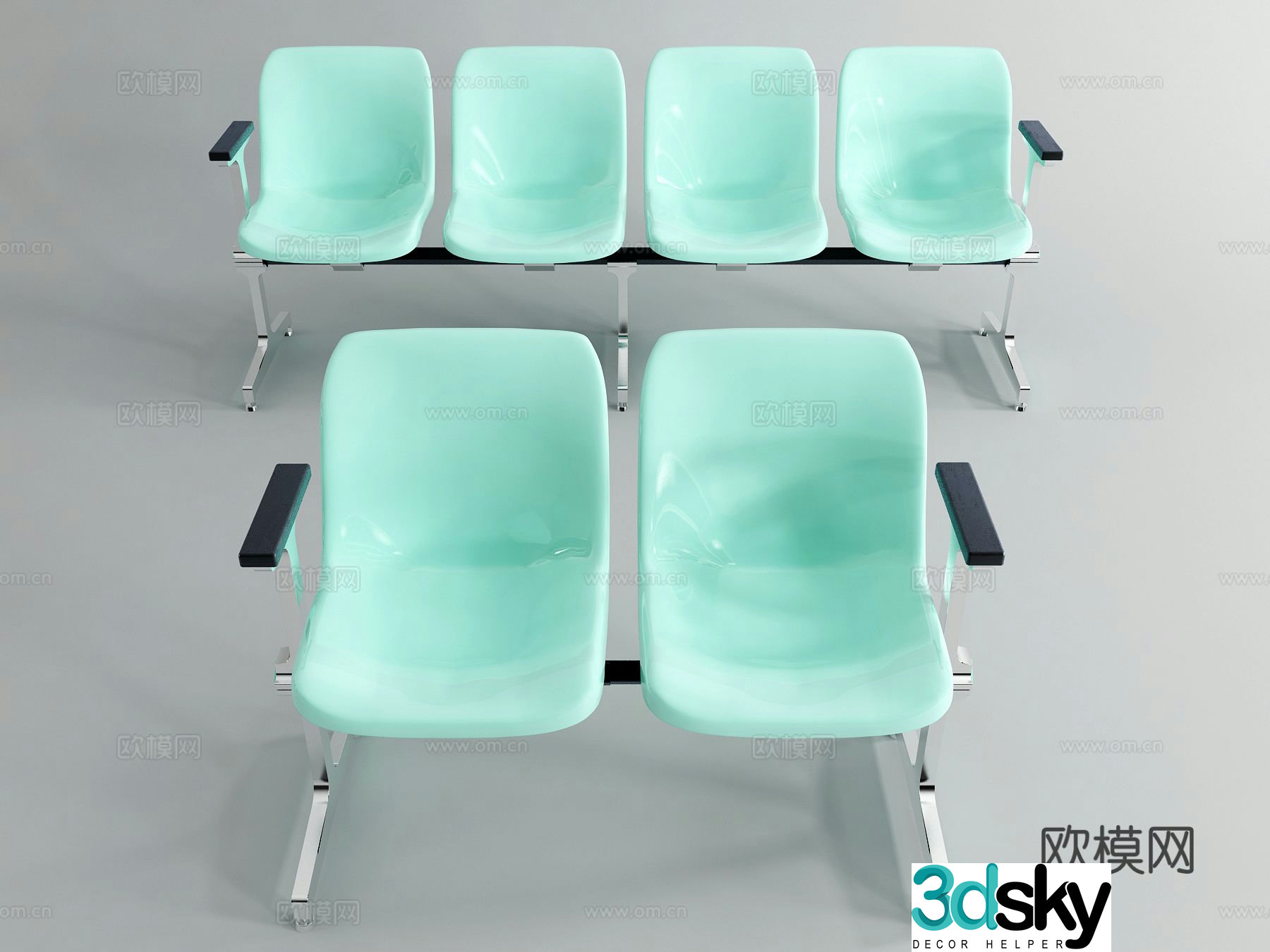 Modern public chairs benches row chairs 3D model