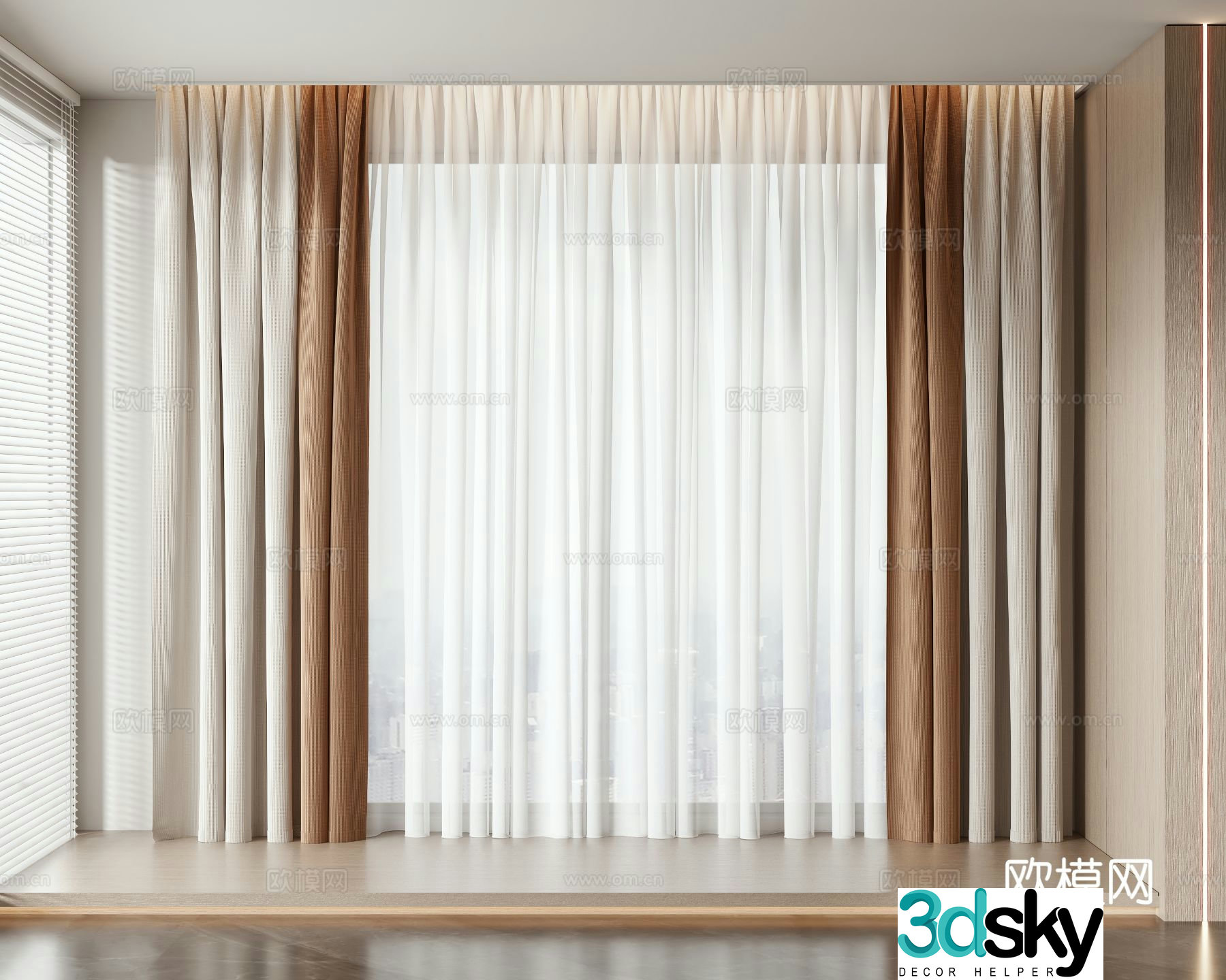 Plain curtain screen gauze curtain 3d model