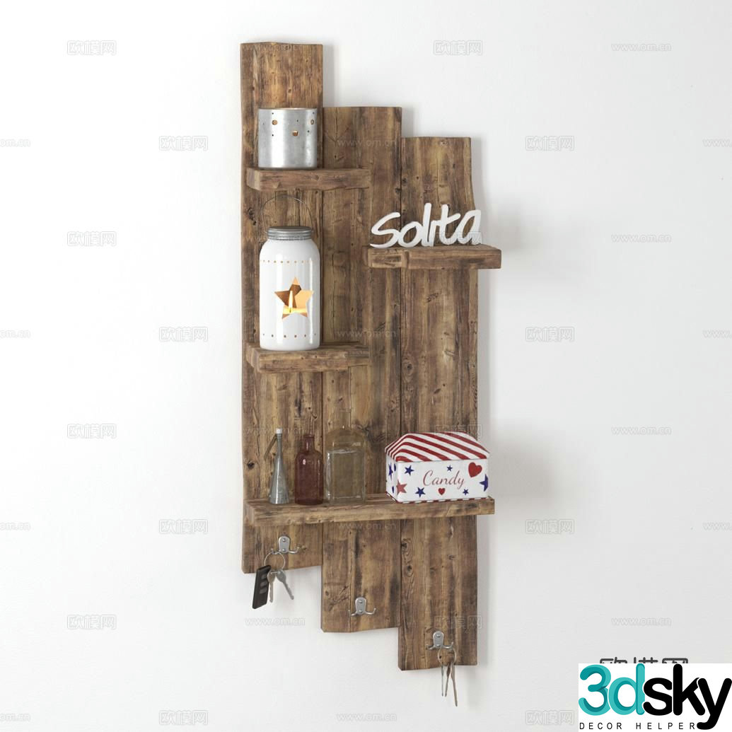 Modern decoration ornaments wooden cabinet wall hanging 3d model