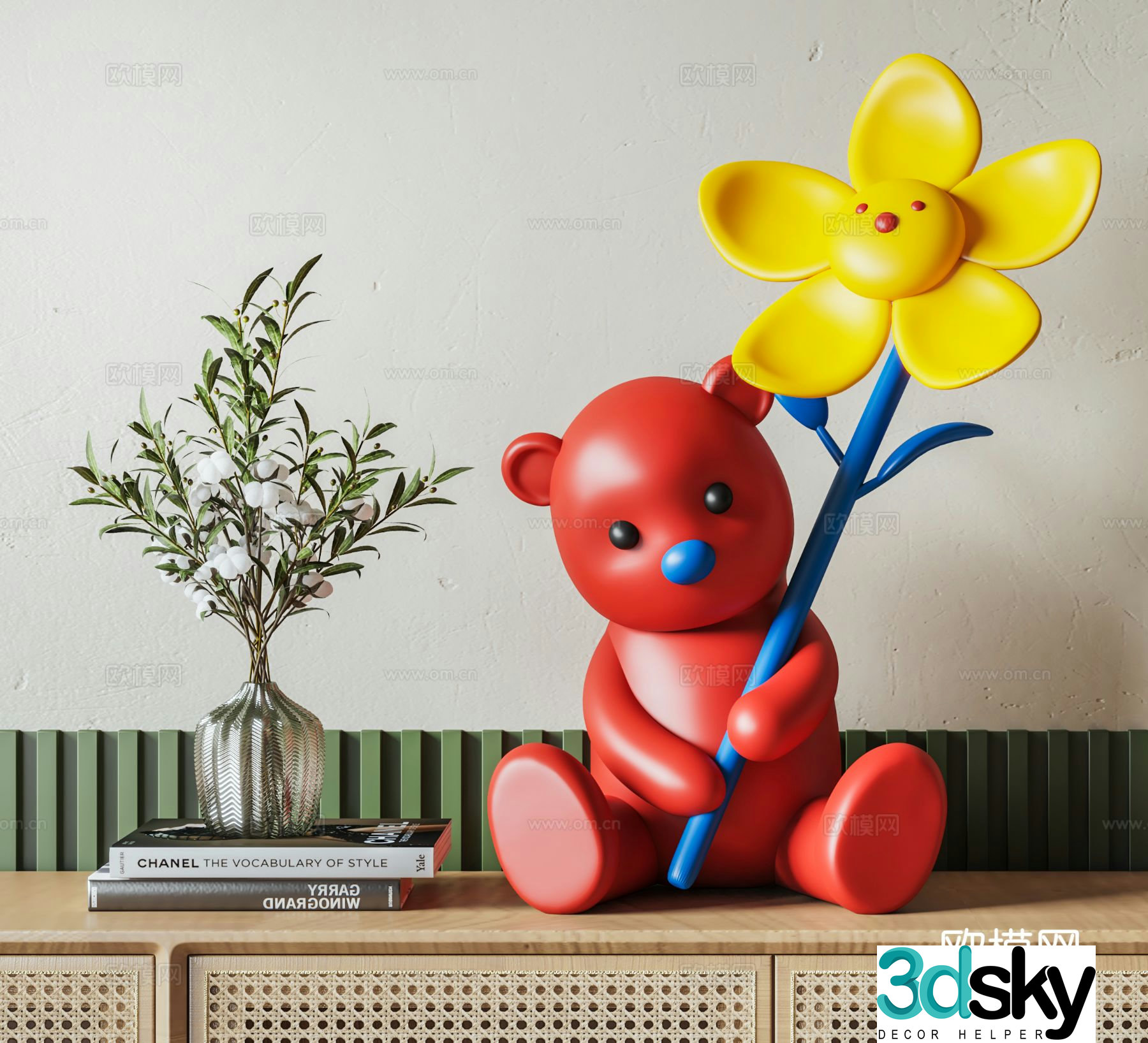 Little Bear Trendy Toy Sculpture Doll Cartoon Ornament 3D Model
