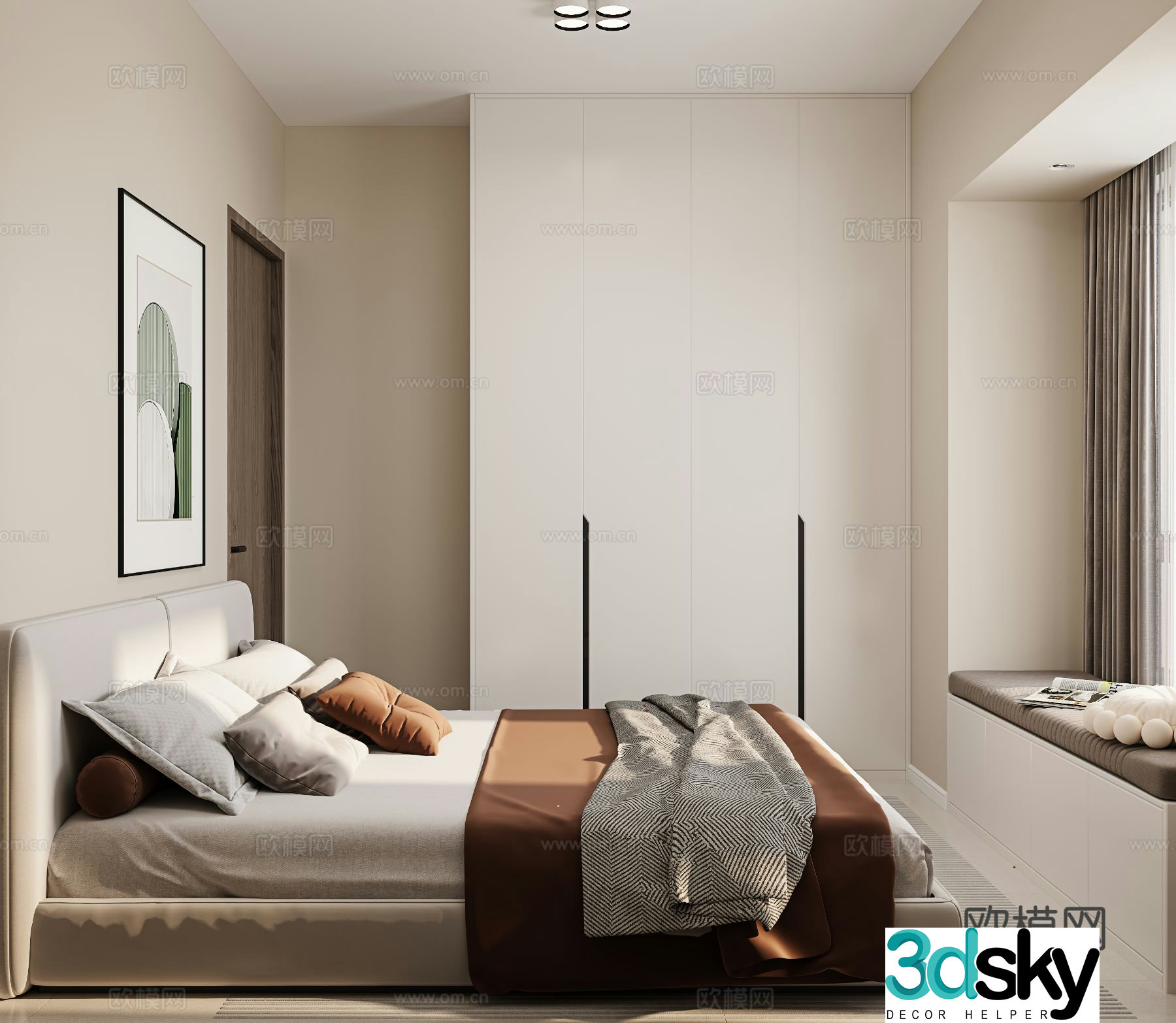 Modern bedroom second bedroom 3d model
