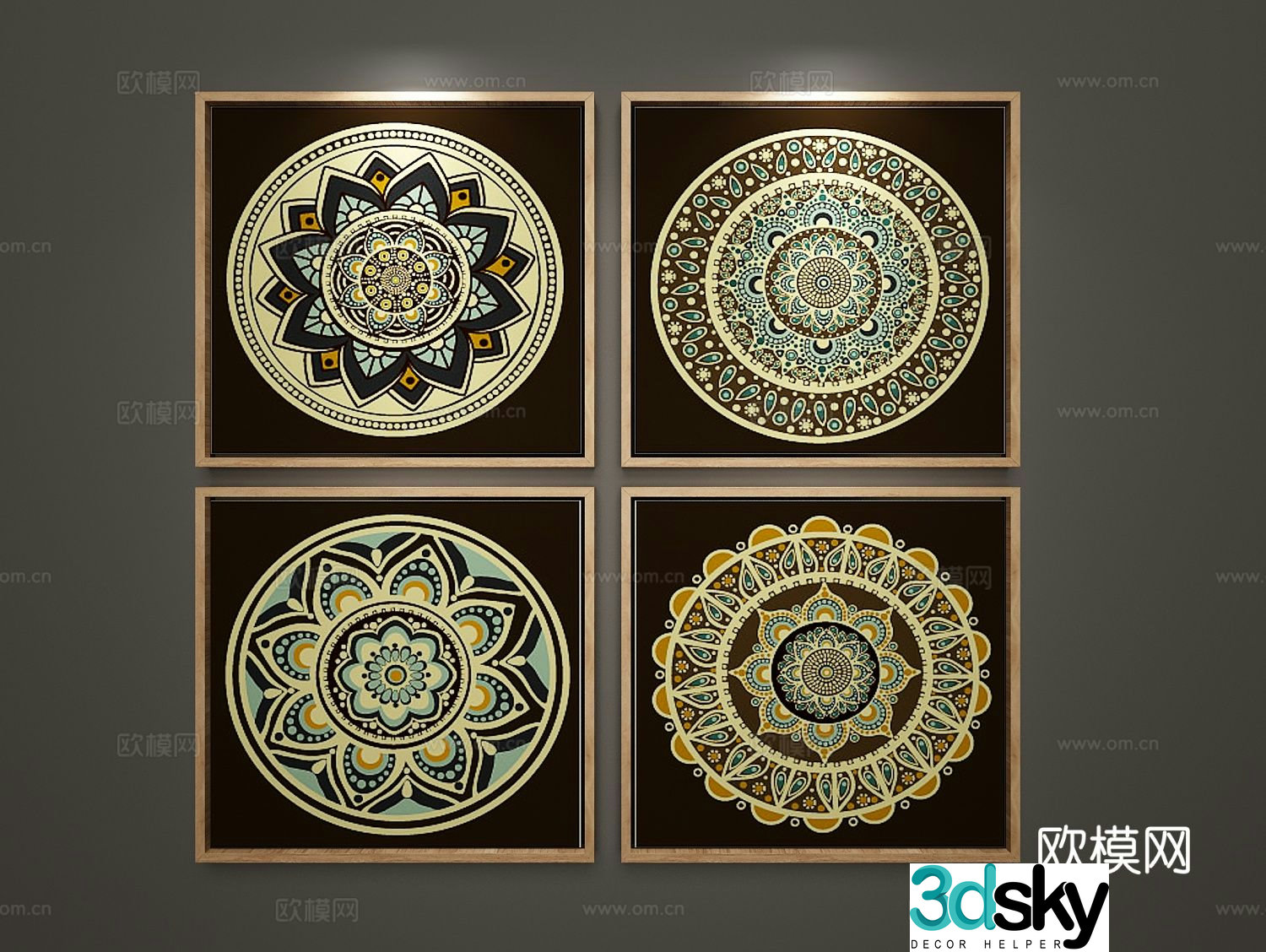 American decorative painting retro painting hanging painting 3D model