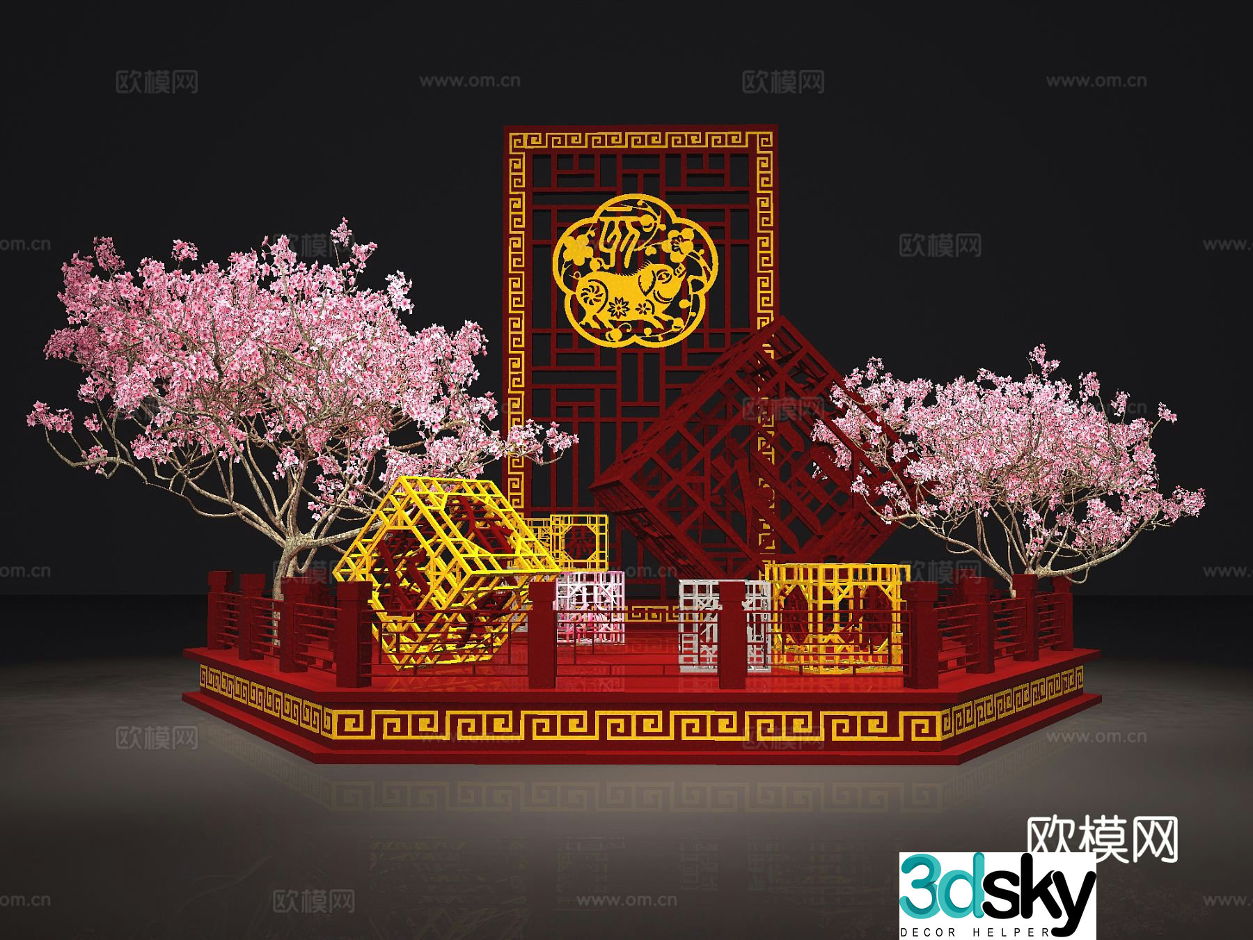 New Chinese Style Spring Festival Display New Year Display 3D Model