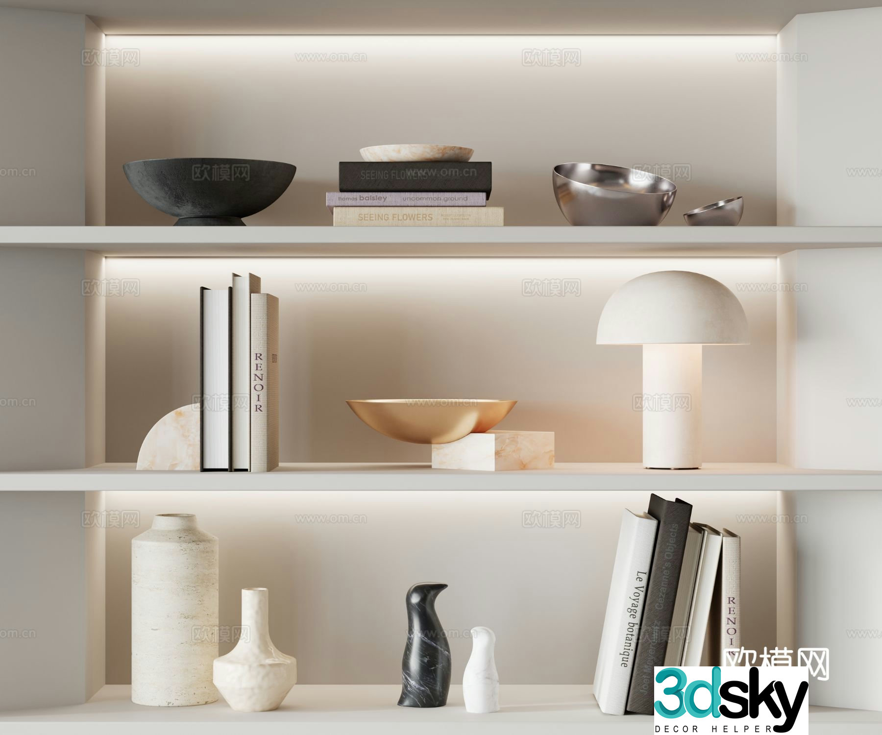 Modern jewelry books desk lamp 3d model