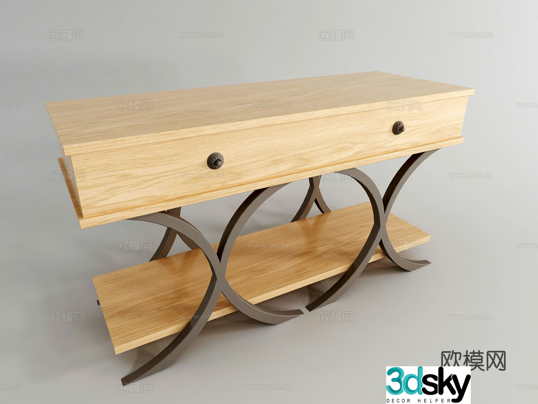 Log style table and sideboard 3D model