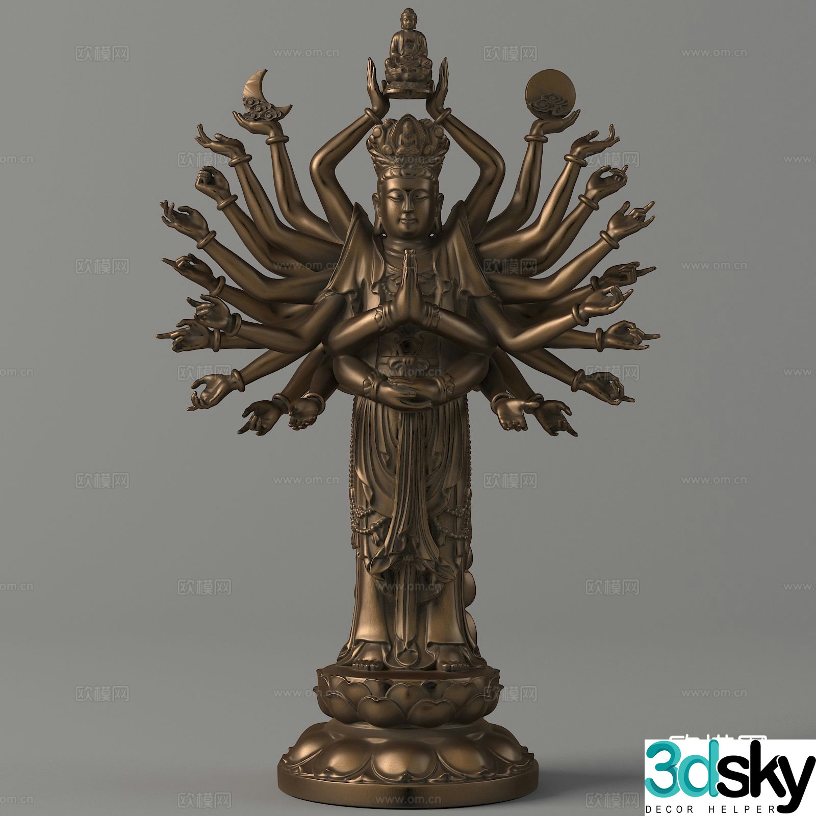 Thousand-Hand Guanyin Sculpture Bodhisattva Sculpture 3D Model