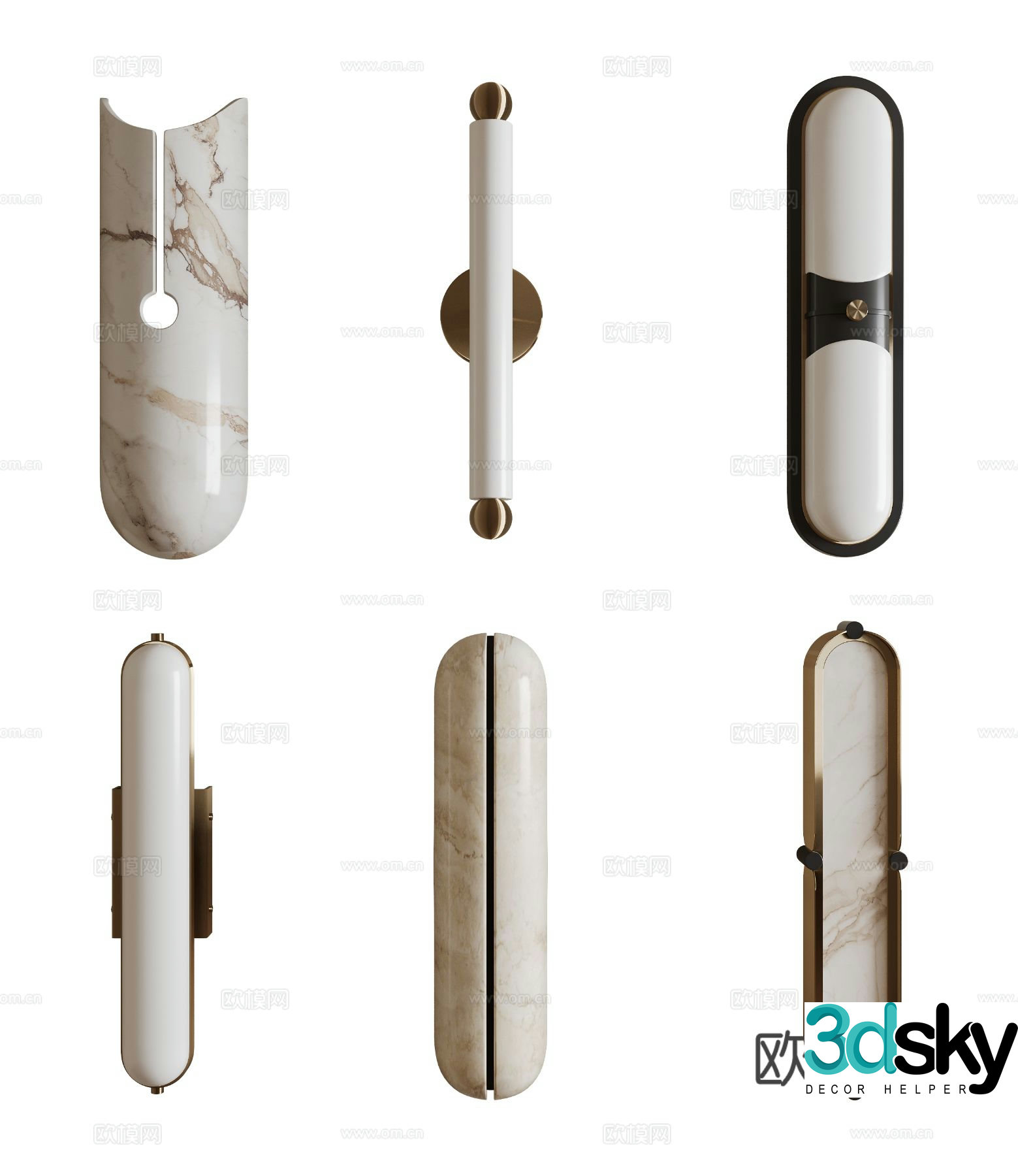 Light luxury wall lamp marble wall lamp 3d model