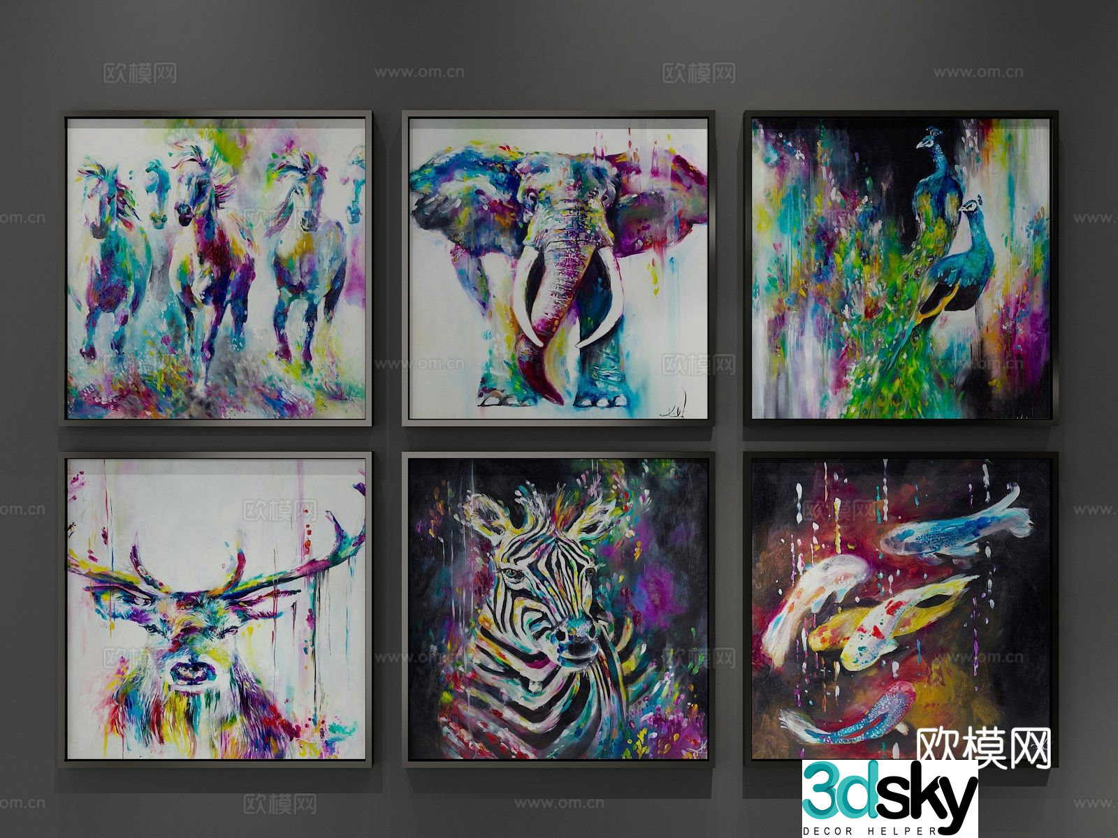 Decorative painting oil painting abstract painting hanging painting 3d model