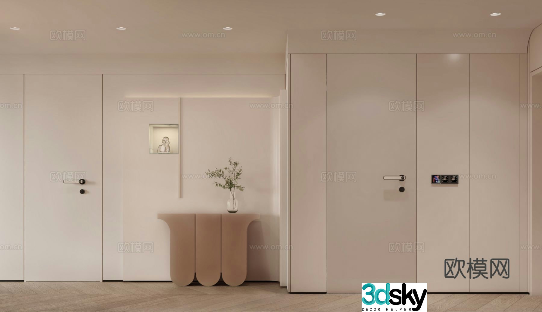 Minimalist entrance hall aisle passage 3D model