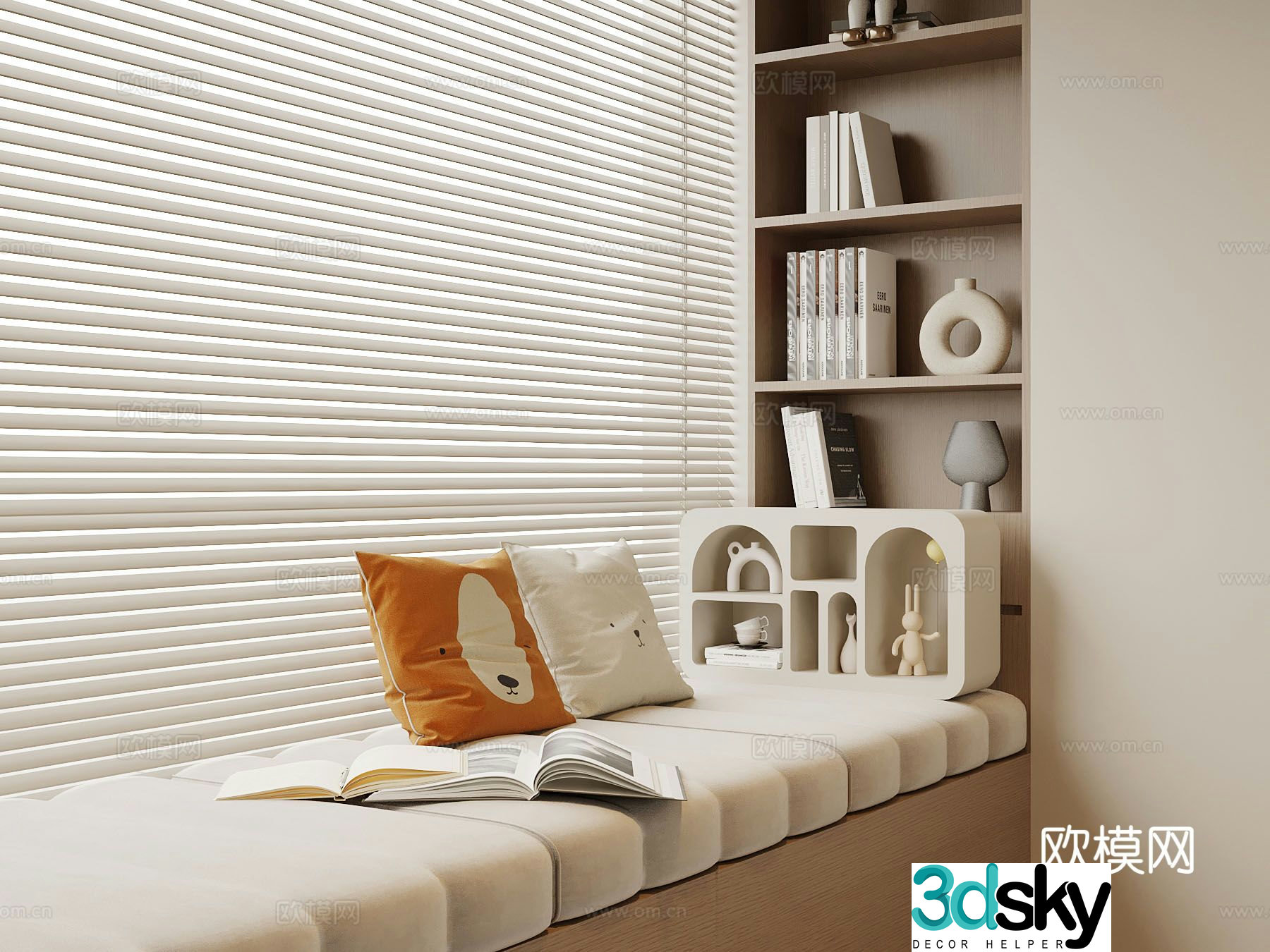 Bay window cushion cushion pillow 3d model