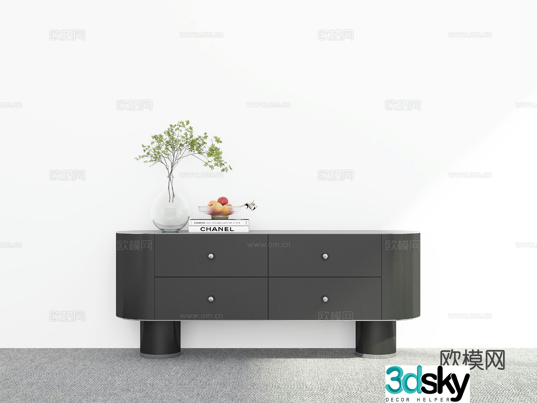 Modern end view cabinet entrance cabinet 3d model