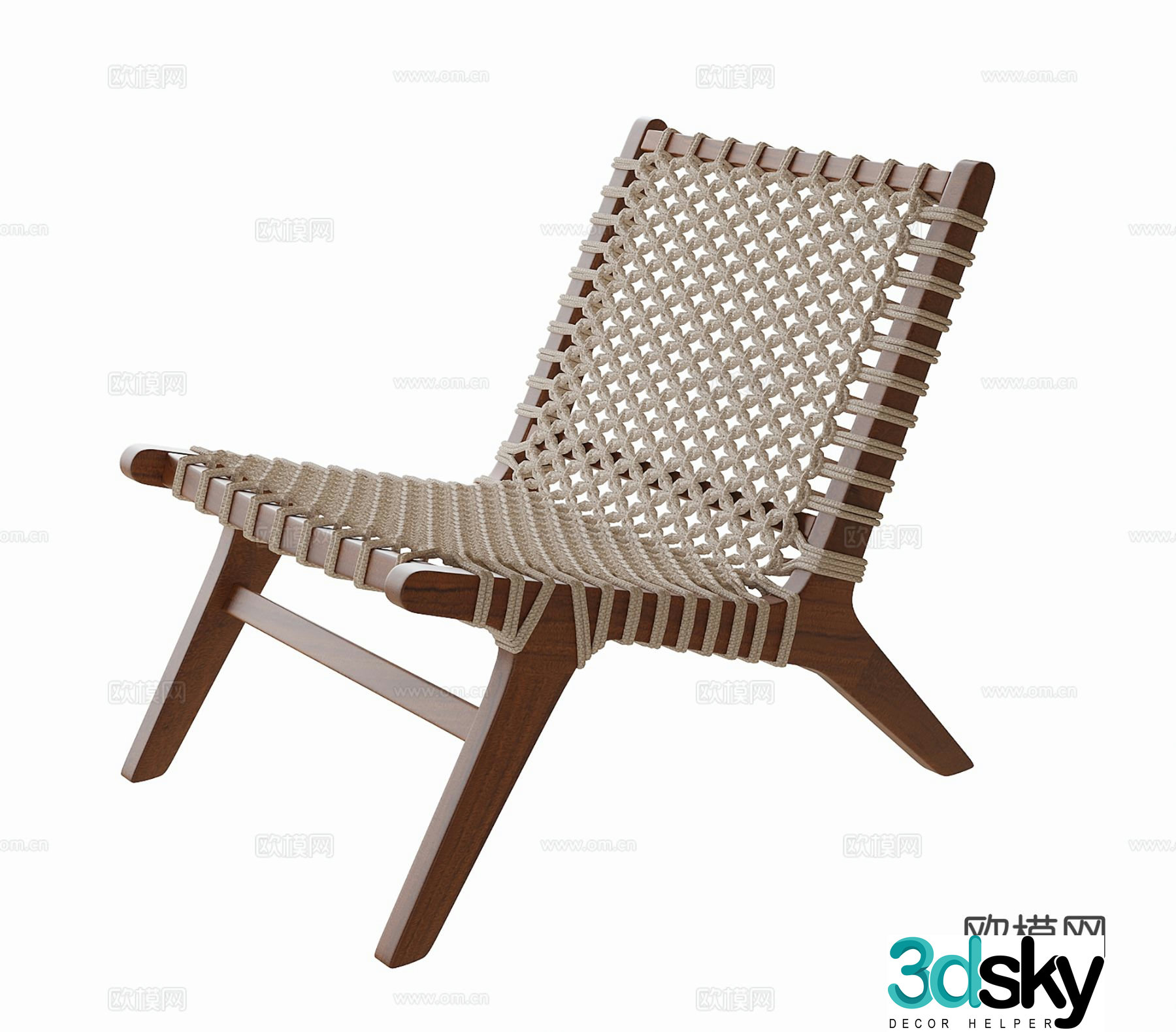 Wabi-sabi chair rattan leisure chair 3d model