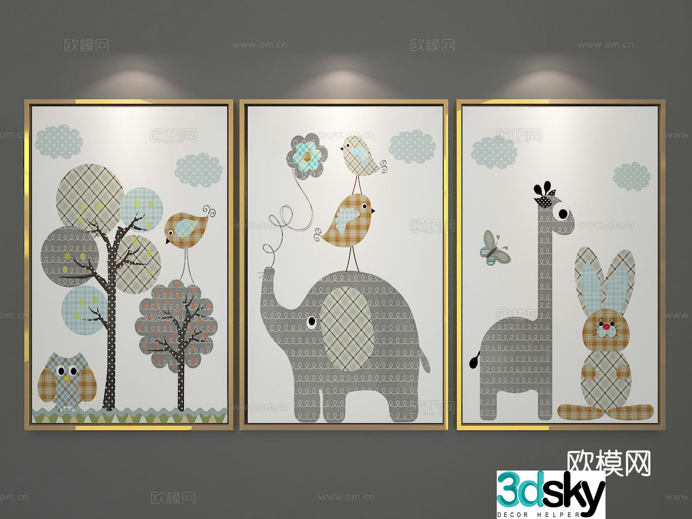 Nordic children’s painting decorative painting cartoon hanging painting 3D model