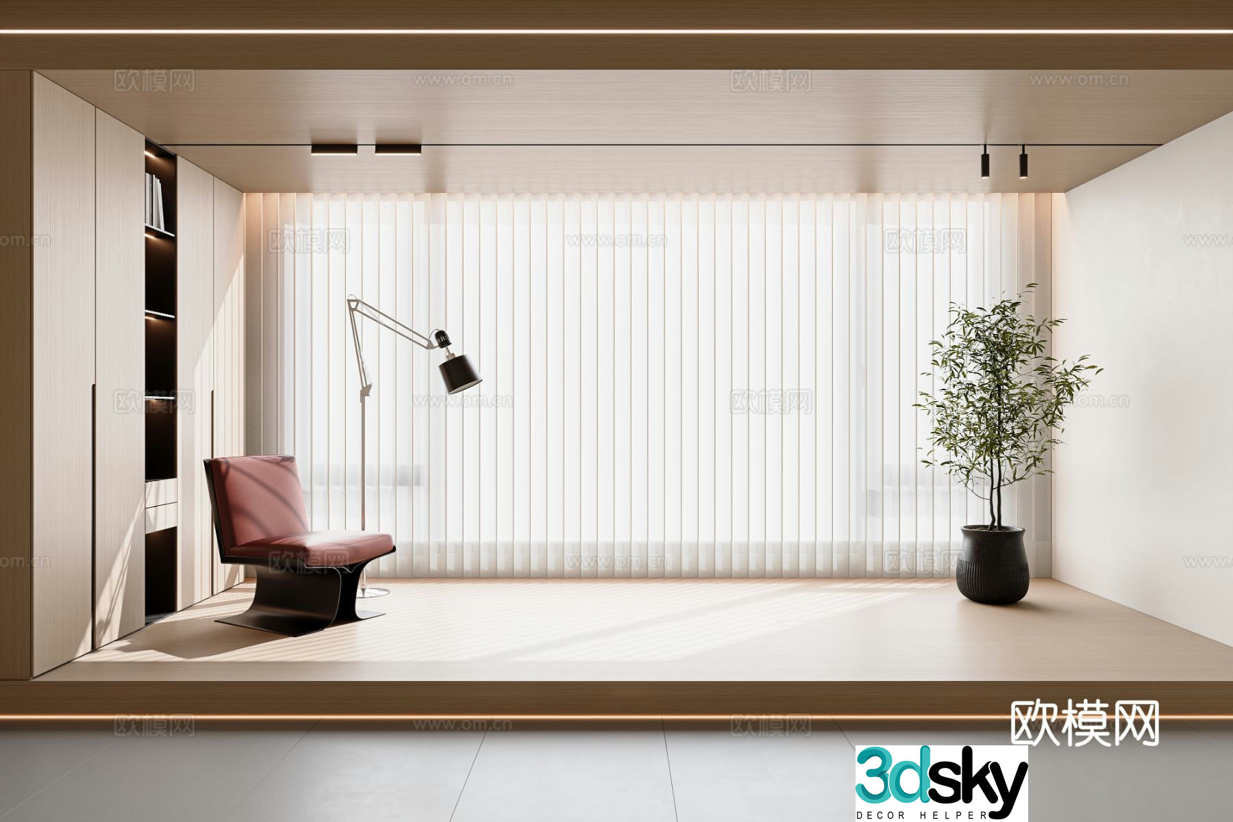 Modern Fantasy Curtains Venetian Blinds Vertical Blinds 3D Model