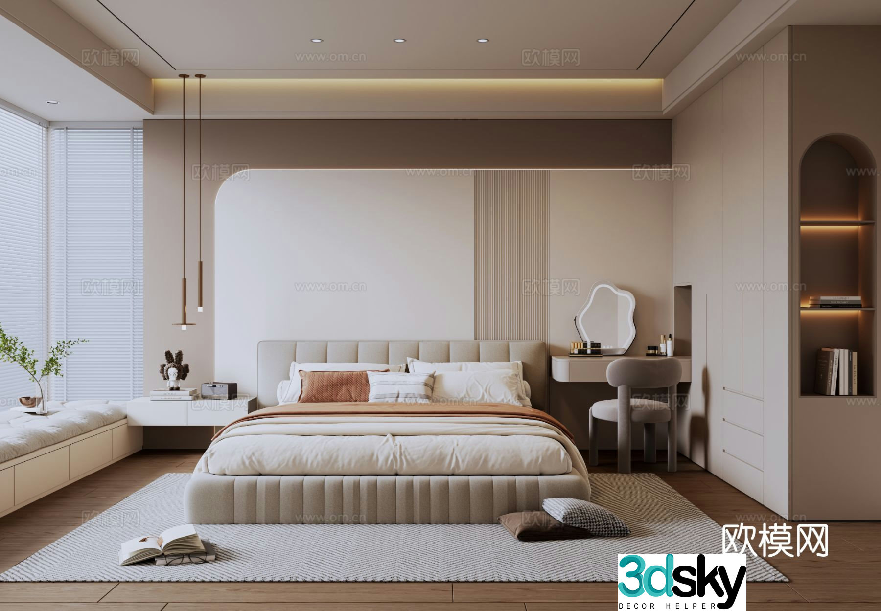 Cream style bedroom master bedroom 3d model