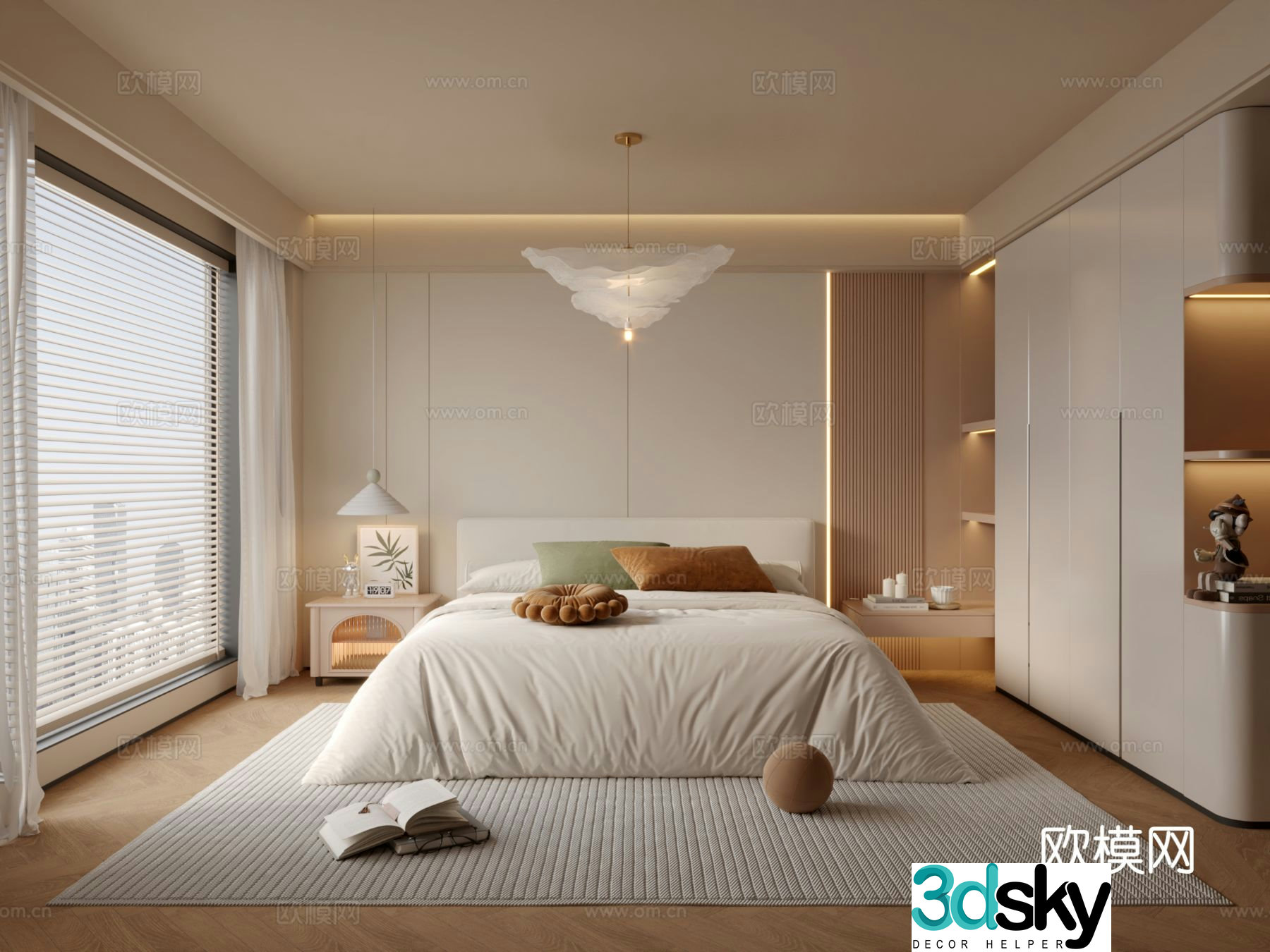 Cream style bedroom master bedroom 3d model