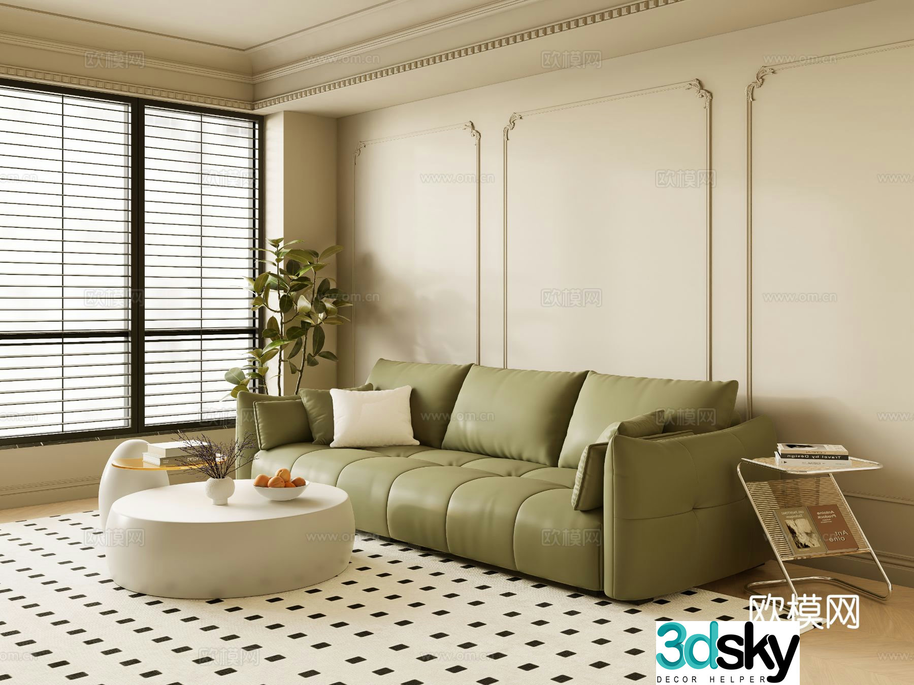 Three seater sofa leather sofa 3d model