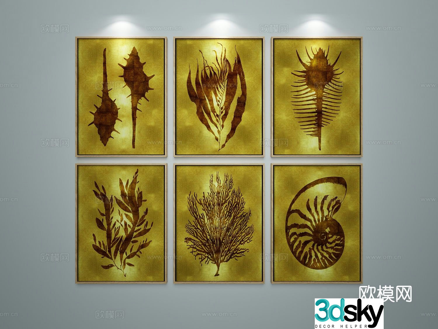 Modern minimalist painting combination painting decorative hanging painting 3D model