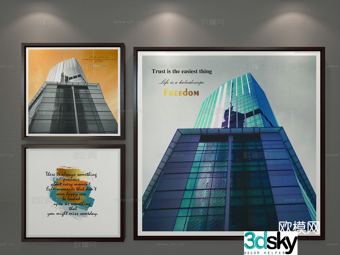 Nordic combination painting hanging painting architectural painting 3d model