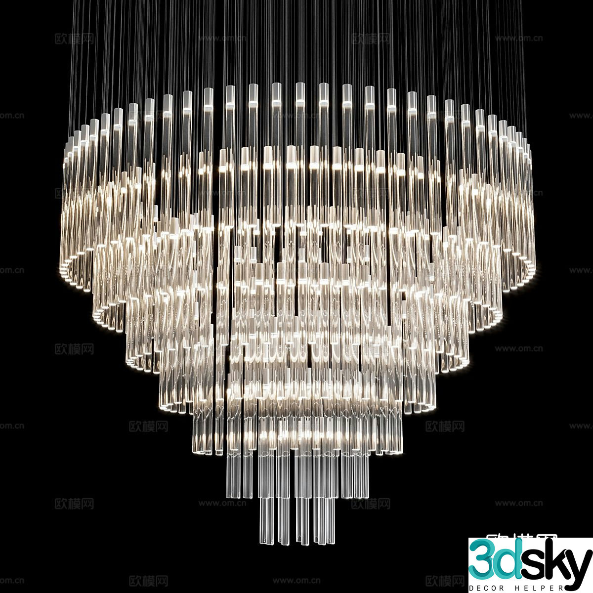 Light luxury crystal chandelier 3d model