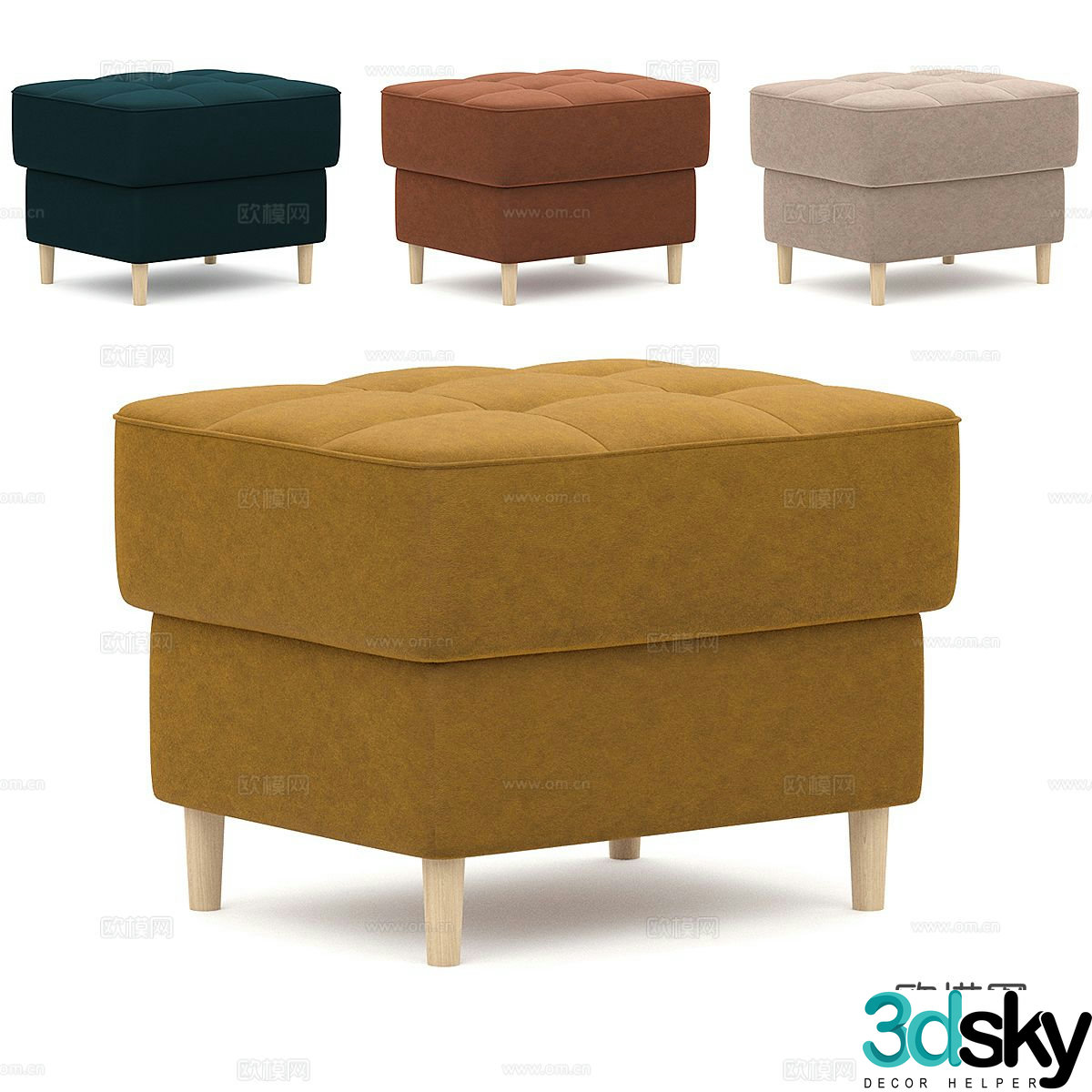 Simple European low stool sofa stool 3D model